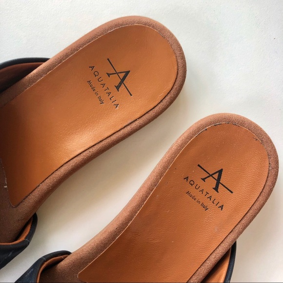 Aquatalia Dedra Leather Slide Sandals Navy Size 6 - Picture 10 of 11